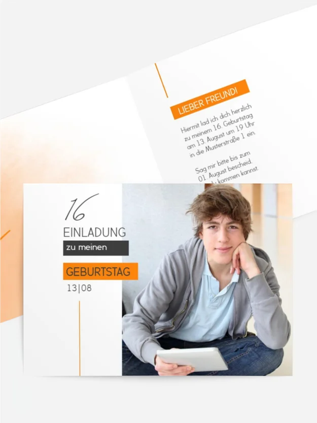 Geburtstagseinladung Balkenlinien