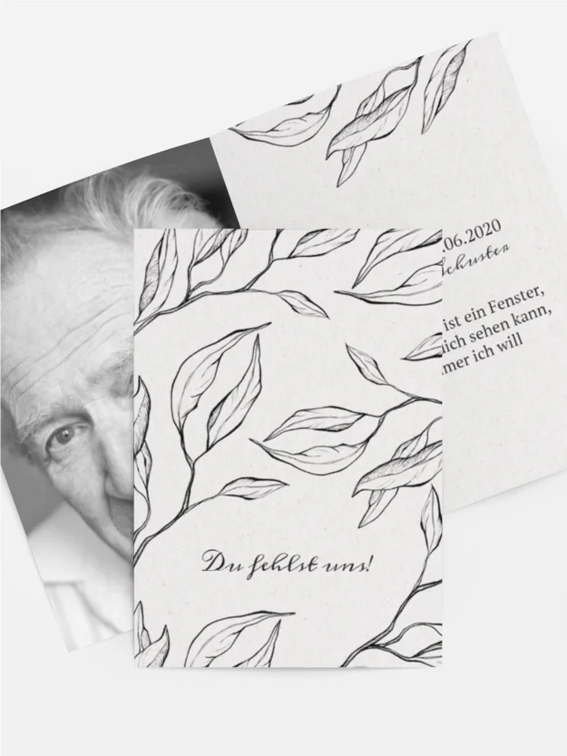 Sterbebildkarte Blättergarten