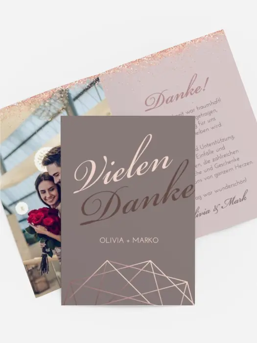Dankeskarte Geometrie in Gold