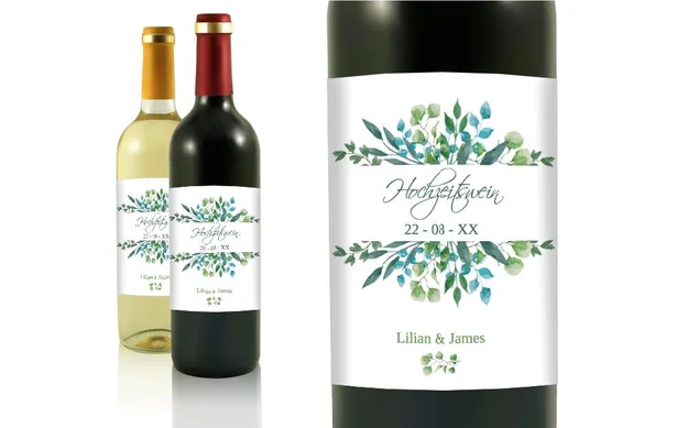 Hochzeit Flaschenetiketten Wilde Blumen