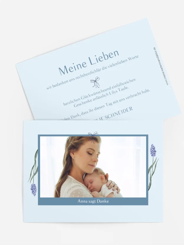 Dankeskarte Taufe Lavendelblüte Dankeskarte Taufe Lavendelblüte
