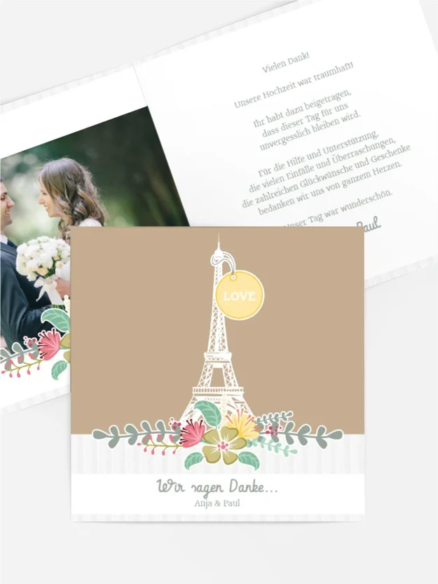 Dankeskarte Hochzeit "Paris"