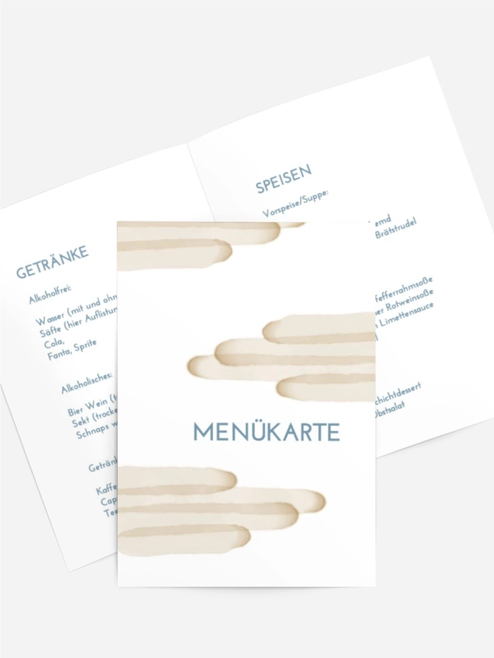 Menükarte Geburtstag Aquarellflecken Menükarte Geburtstag Aquarellflecken