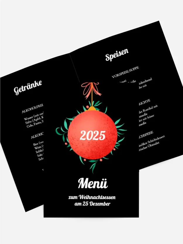 Weihnachtsmenükarte Kling, Glöckchen