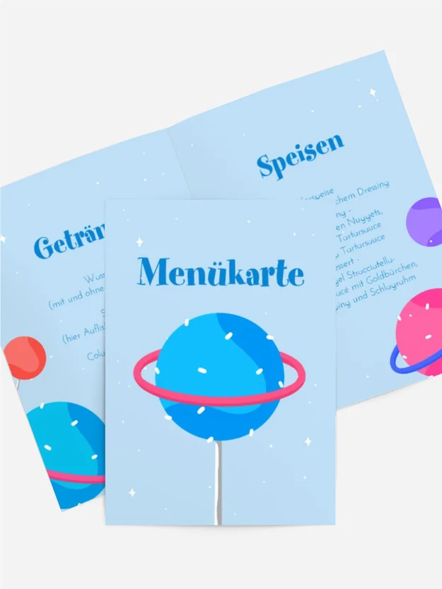 Menükarte Geburtstag Parade der Planeten