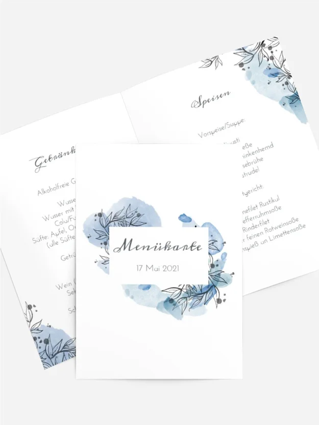 Menükarte Konfirmation Aquarellblumen Menükarte Konfirmation Aquarellblumen
