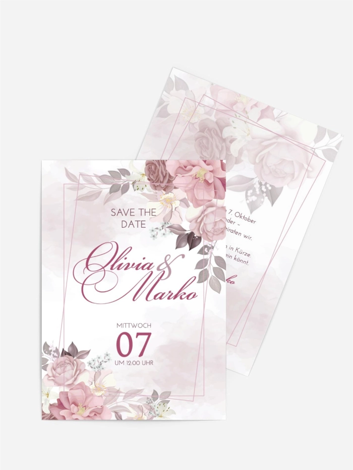 Save the Date Karte Rosa Umarmungen Save the Date Karte Rosa Umarmungen