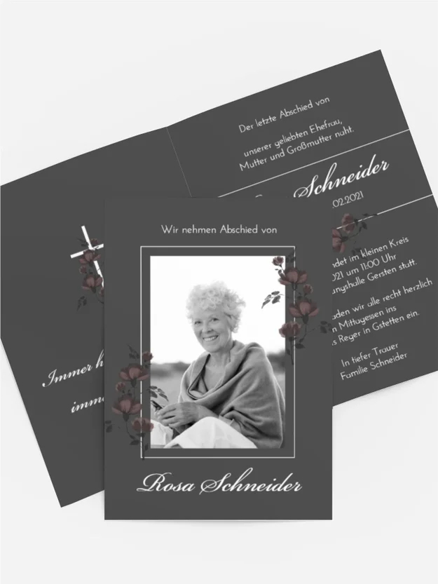 Trauerkarte Das Denkmal blühte auf Trauerkarte Das Denkmal blühte auf