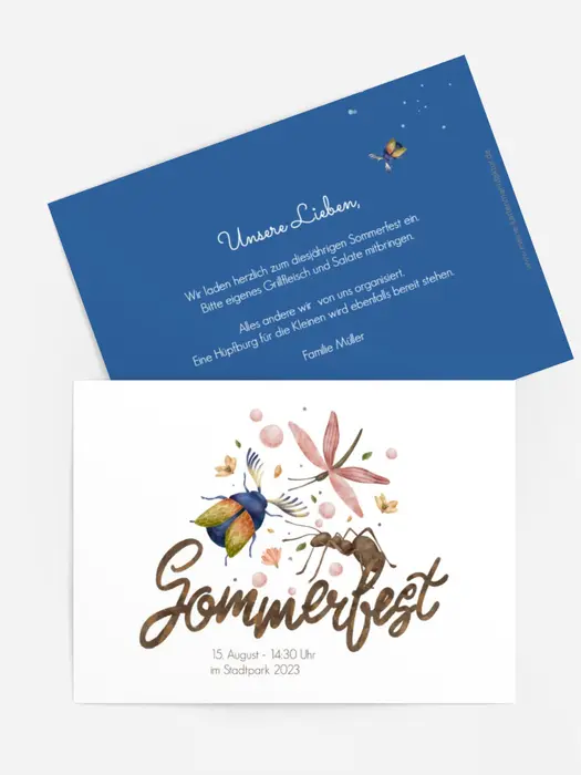 Sommerfest Einladung Party der Insekten