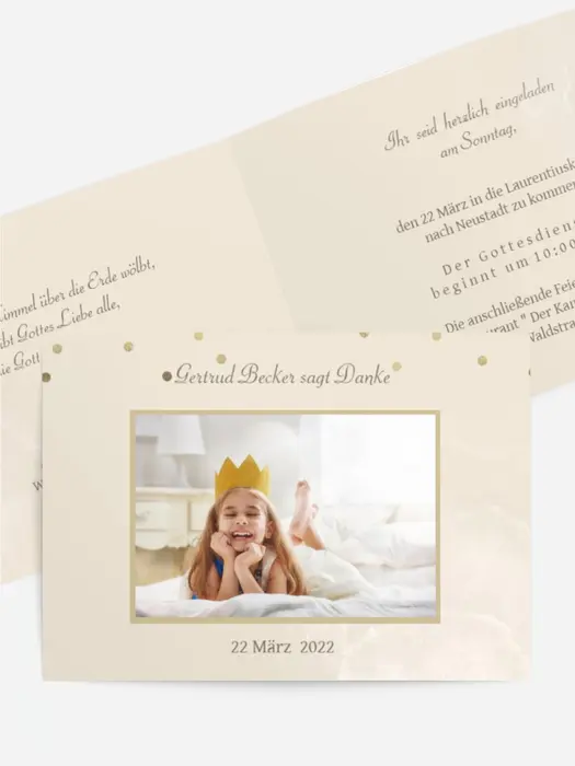 Dankeskarte Konfirmation Goldene Elemente