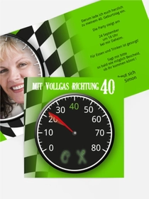 Einladungskarte Geburtstag Vollgas 40 Einladungskarte Geburtstag Vollgas 40