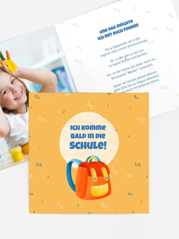Einladungskarte Einschulung Schulranzen Einladungskarte Einschulung Schulranzen