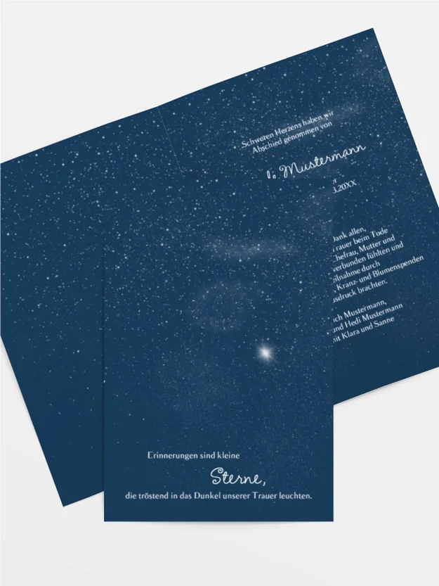 Trauerdanksagung Starry Sky hoch