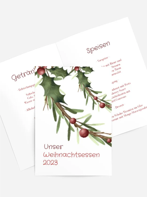 Menükarte Weihnachten Mich mit Geschenken