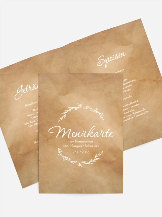 Menükarte Kommunion Heiliger Kreis