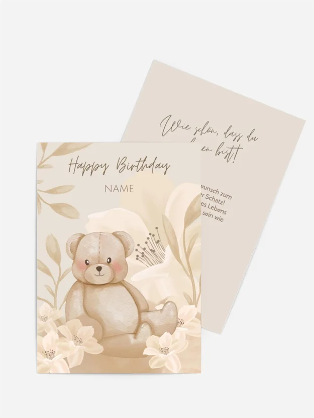 Personalisierbare Geburtstagskarte bär floral
