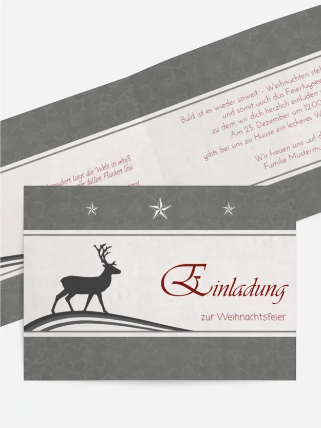 Weihnachtseinladung Privat classic Elch