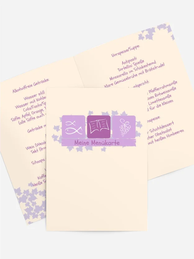 Menükarte Konfirmation Blatt