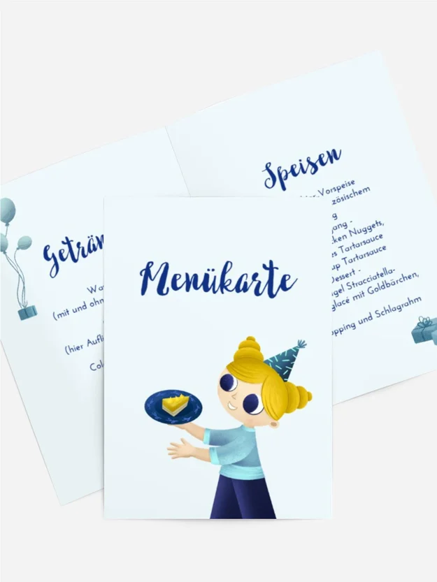 Menükarte Geburtstag  Überraschungsgeschenke
