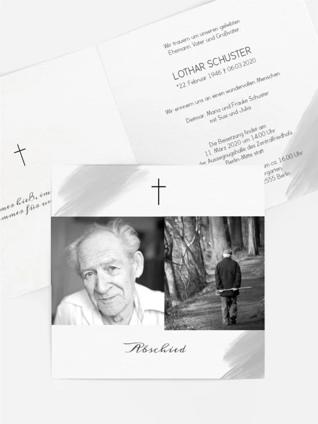 Trauerkarte Abschied mit Foto