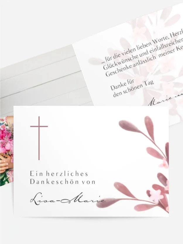 Dankeskarte Kommunion Salbei