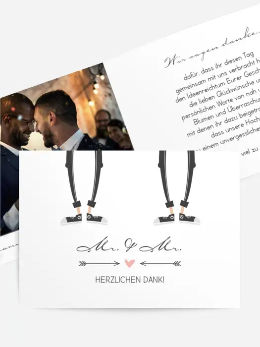 Dankeskarte Hochzeit "Pärchen - Männer"