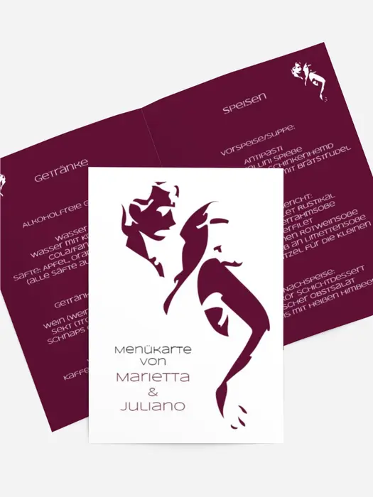 Menükarte Hochzeit Tango