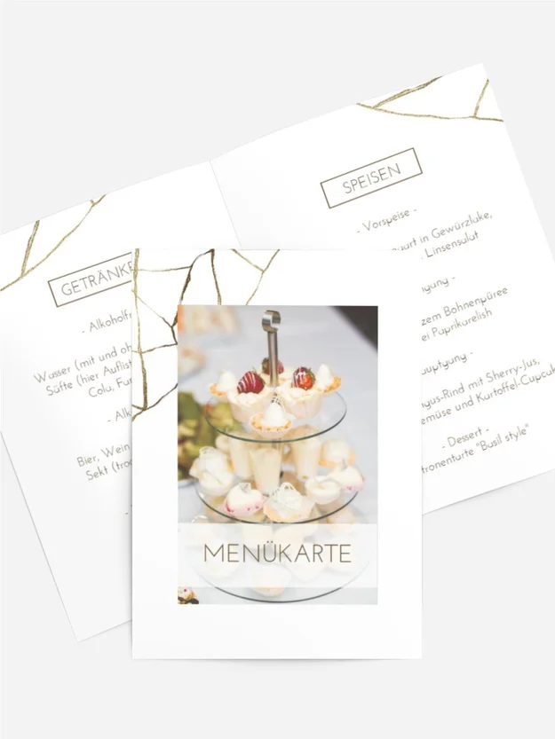 Menükarte Geburtstag Goldene Struktur