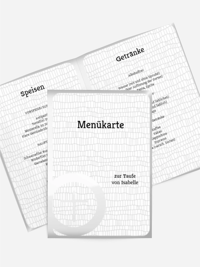Menükarte Taufe Taufsymbolrahmen
