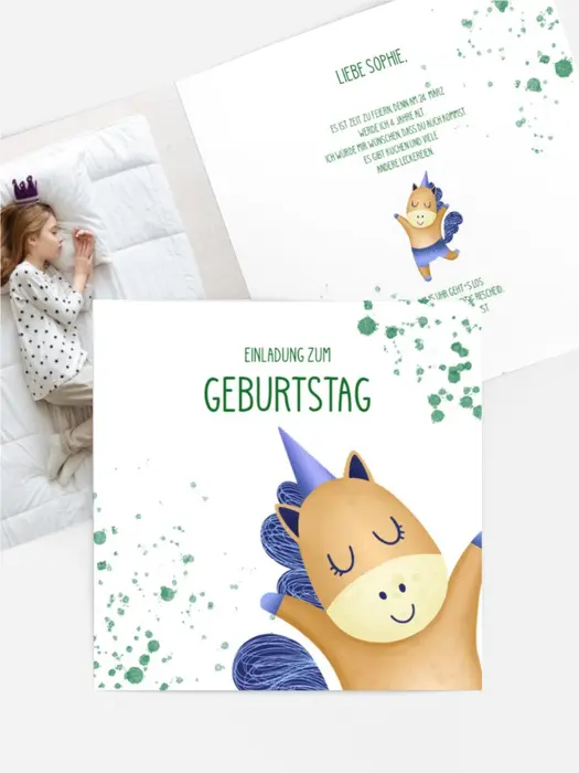 Geburtstagseinladung Little happy Unicorn