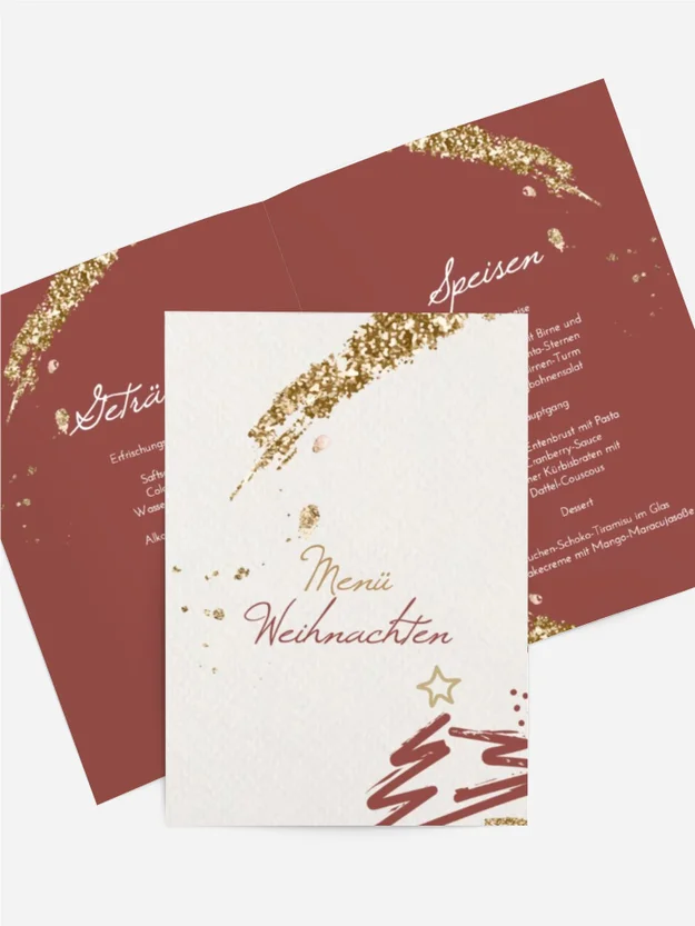 Menükarte Weihnachten Goldene Streifen