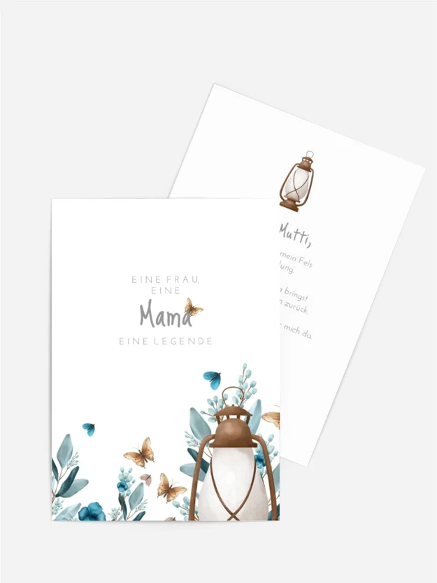 Grußkarte zum Muttertag Taschenlampe Und Schmetterlinge Grußkarte zum Muttertag Taschenlampe Und Schmetterlinge