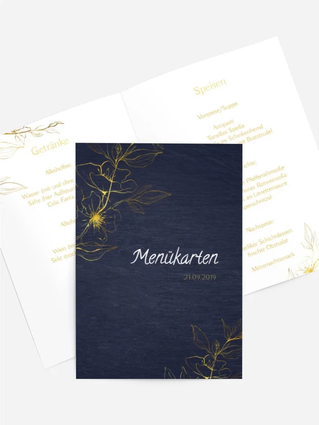 Menükarte Goldblume