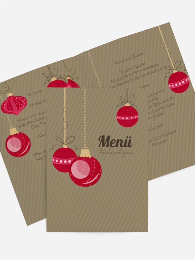 Weihnachtsmenükarte Bunte Kugeln