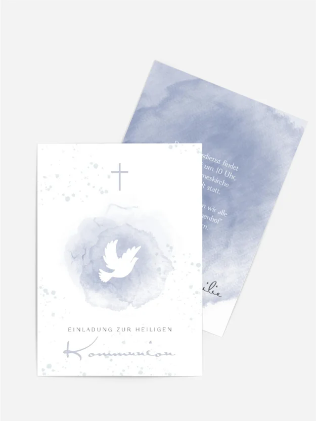 Einladungskarte Kommunion Friedenstaube