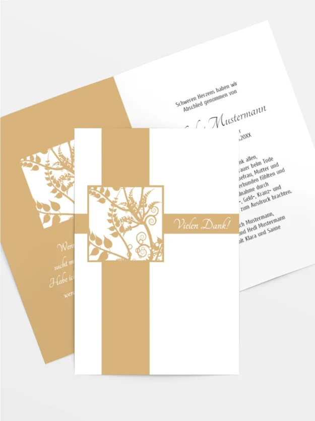 Trauerdanksagung Florales Quadrat hoch