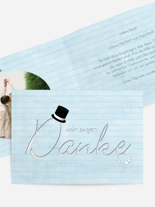 Dankeskarte Hochzeit "Kette Zylinder"