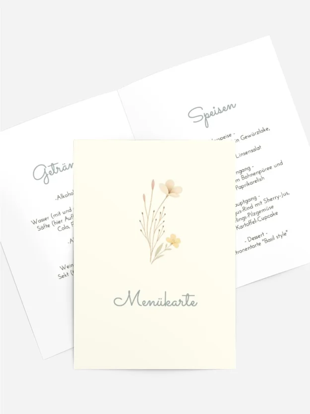 Menükarte Geburtstag Einsame Blume