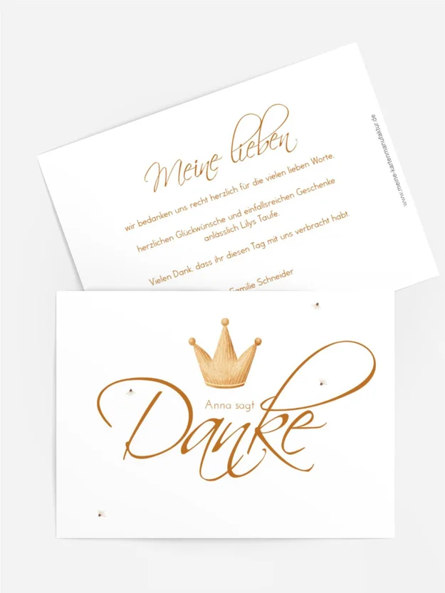 Dankeskarte Taufe Für eine kleine Prinzessin Dankeskarte Taufe Für eine kleine Prinzessin