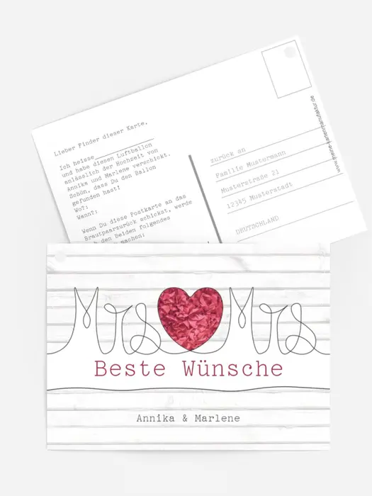Ballonkarte zur Hochzeit Mrs+Mrs Ballonkarte zur Hochzeit Mrs+Mrs
