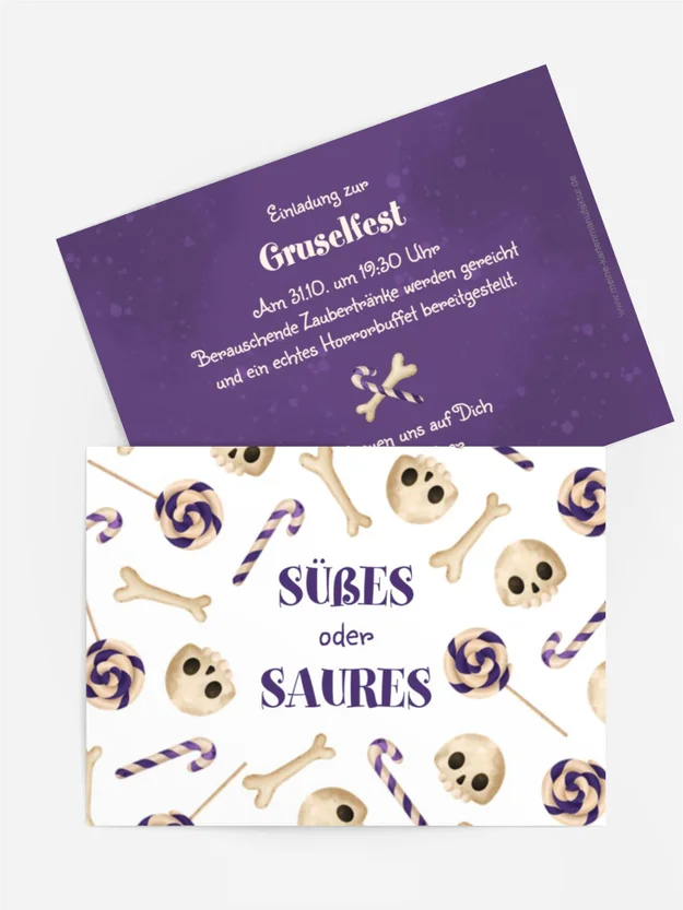 Halloween Einladung Süßigkeiten oder Tod!