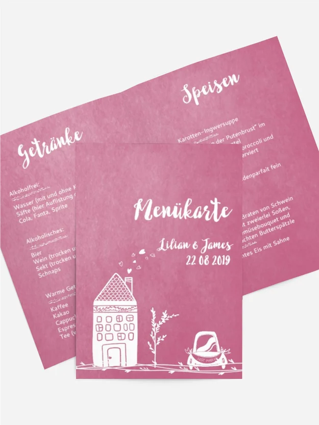 Menükarte Hier wohnt das Glück