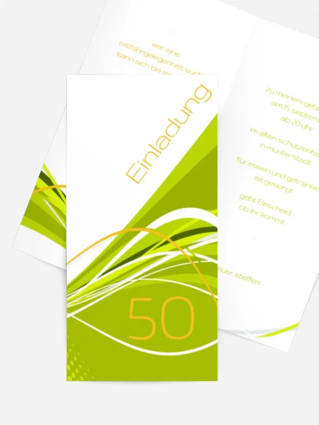 Einladungskarte Geburtstag Welle 50