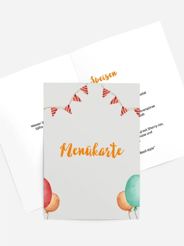 Menükarte Geburtstag Girlandenpyramide