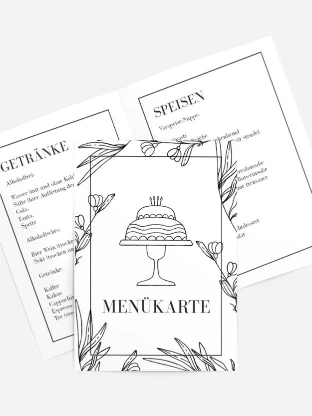 Menükarte Geburtstag Lineare Blumen