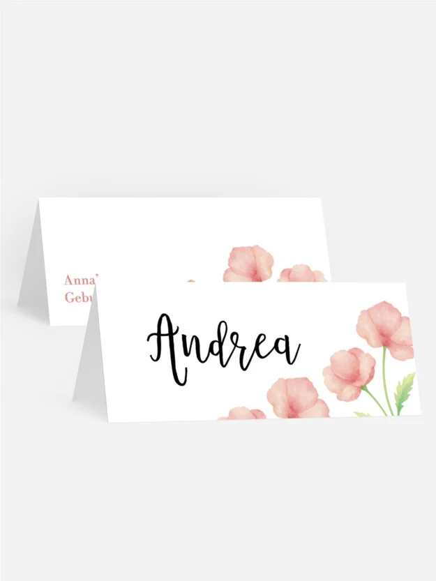 Tischkarte Geburtstag  Mohnknospen