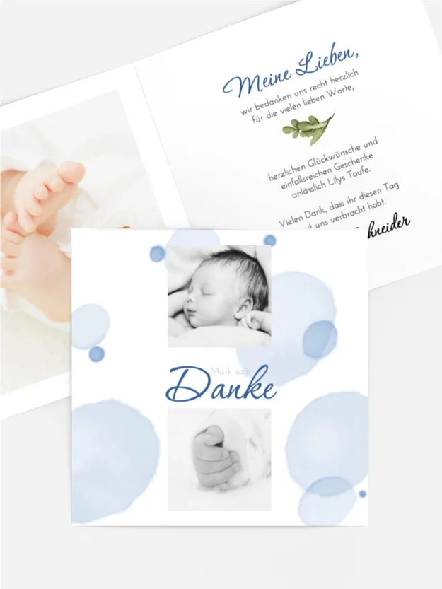 Dankeskarte Taufe Korb voller Glück