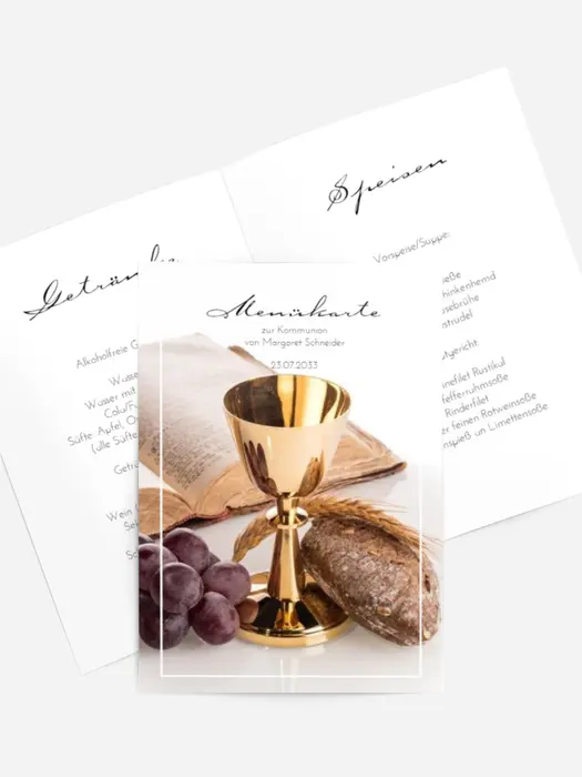 Menükarte Kommunion Heiliges Brot