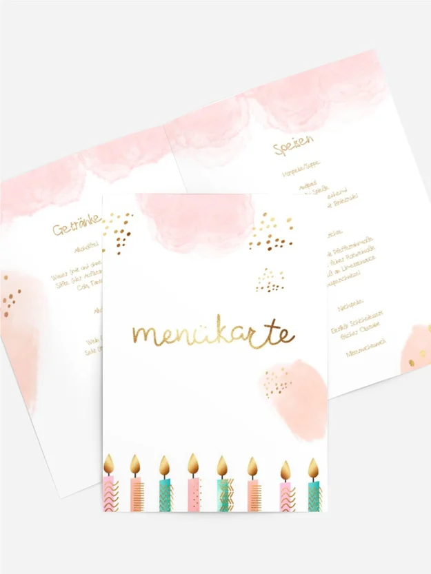 Menükarte Geburtstag Kerzen Menükarte Geburtstag Kerzen