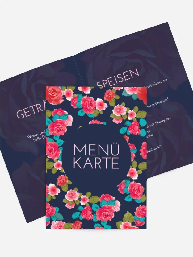 Menükarte Geburtstag Rosengarten